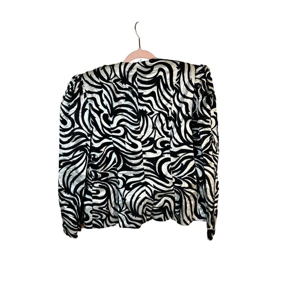 After Five By Julie Duroché Zebra Print Velvet Blazer Womens Size M - Picture 2 of 9